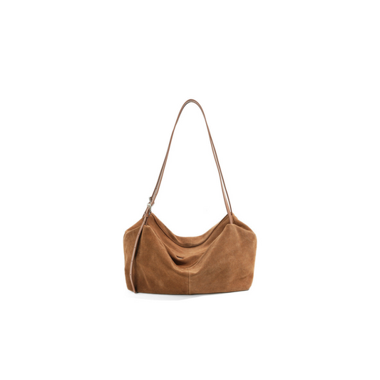 Soft-Drape Shoulder Bag in First-Layer Cowhide (Suede Finish)