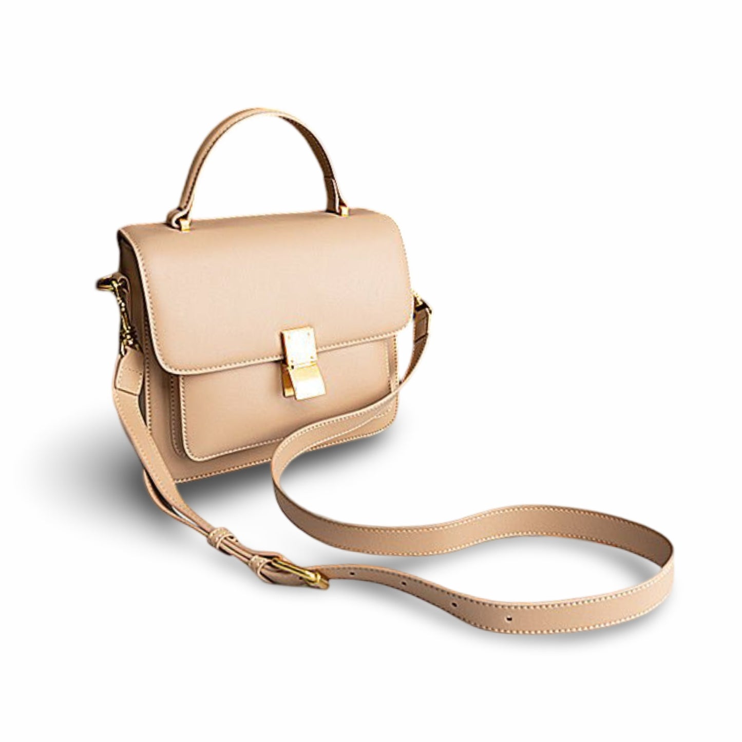 Leather Cow Women's High-end Retro Square Shoulder Bag