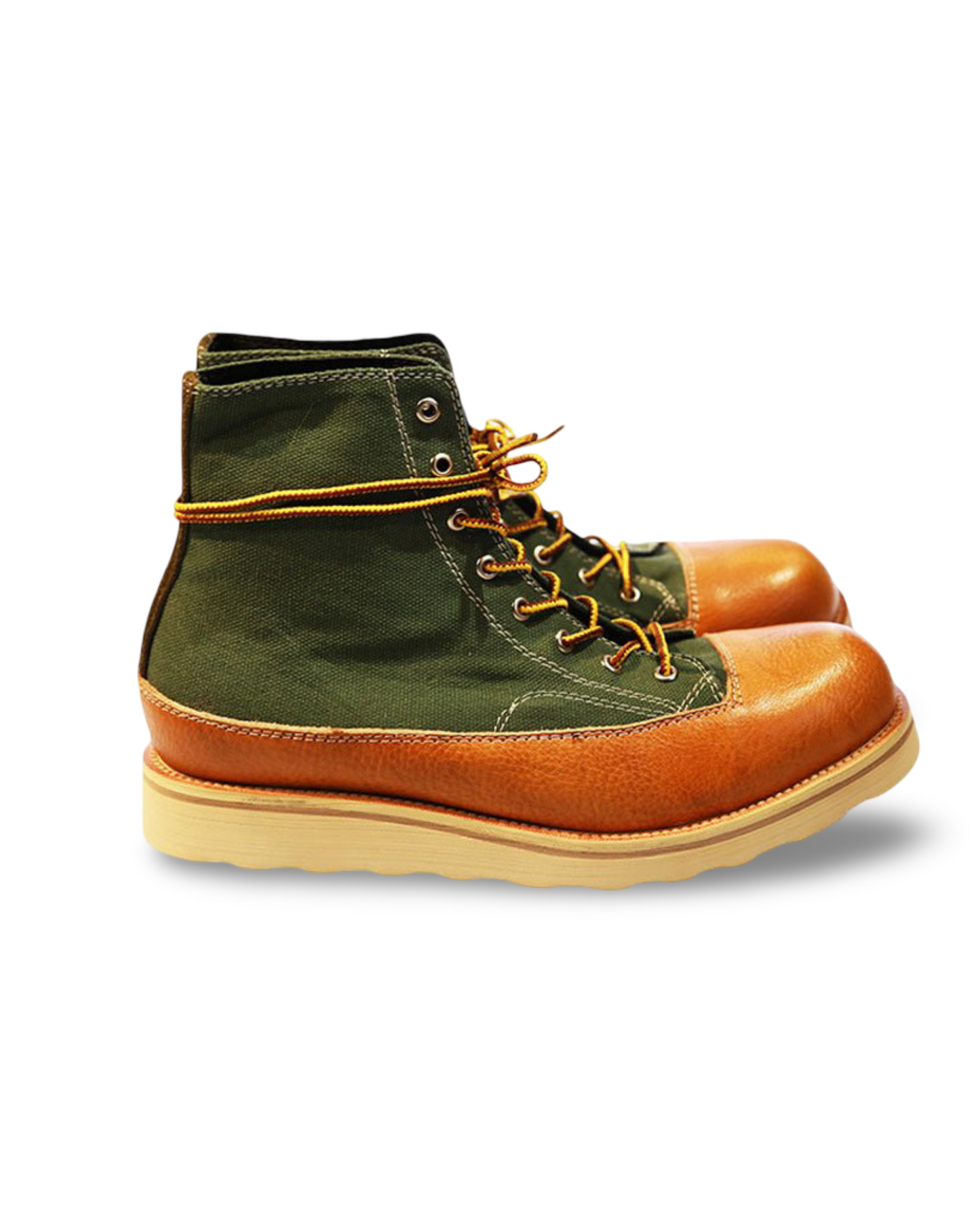 Vintage Leather Platform Handmade Canvas Short Boots