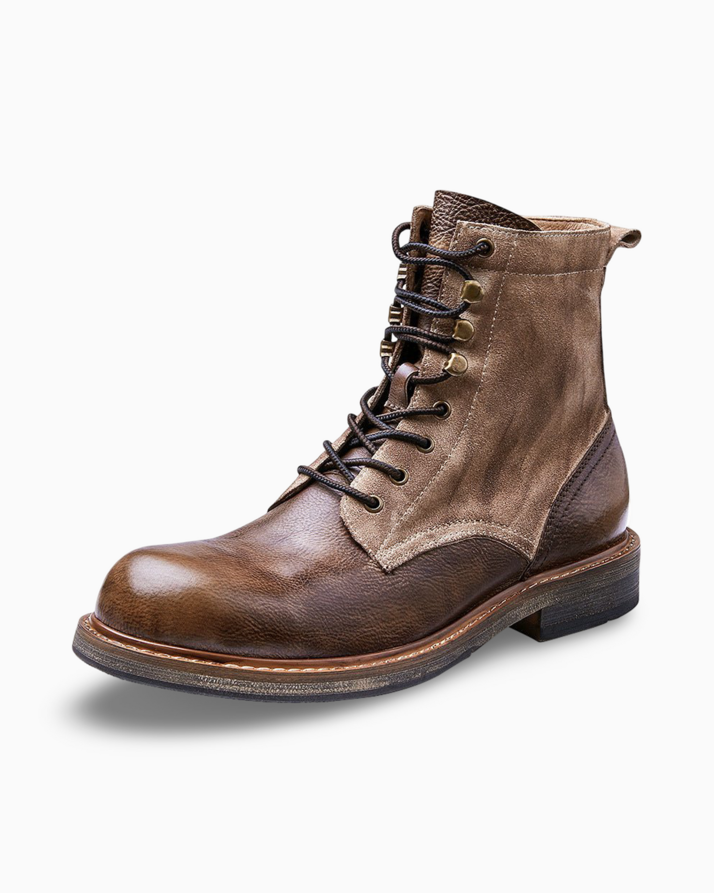 Genuine Leather Fleece Lined Mid-Top Martin Men's Boots High-top Trendy Foreman Motorcycle Desert Boots