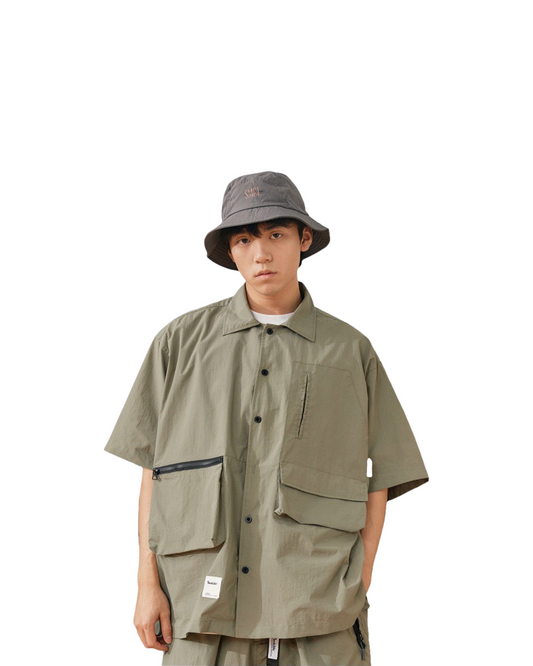 Waterproof Fishing Style Multi-pocket Workwear Short Sleeve Shirt