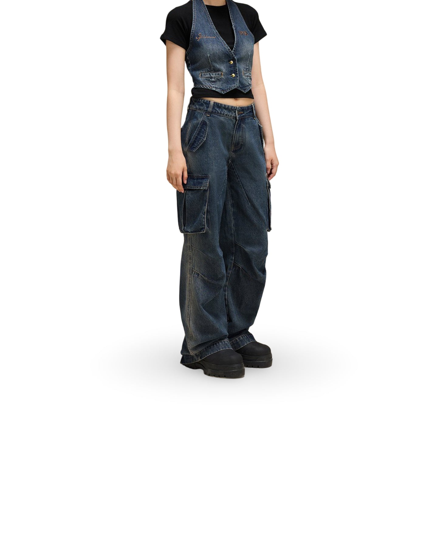 Heavy Industry Loose Wide-leg Denim Overalls
