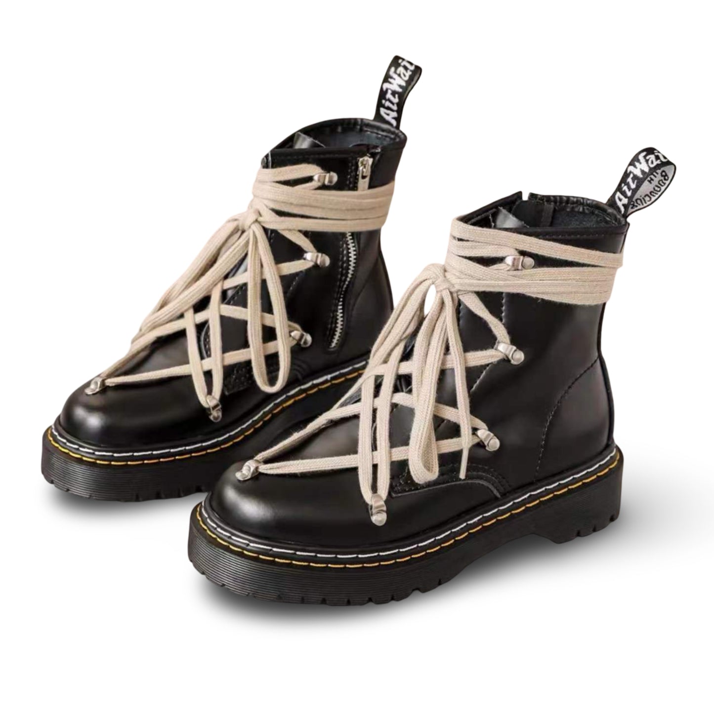 Pentagram Cross Straps Side Zipper Thick-soled Boots
