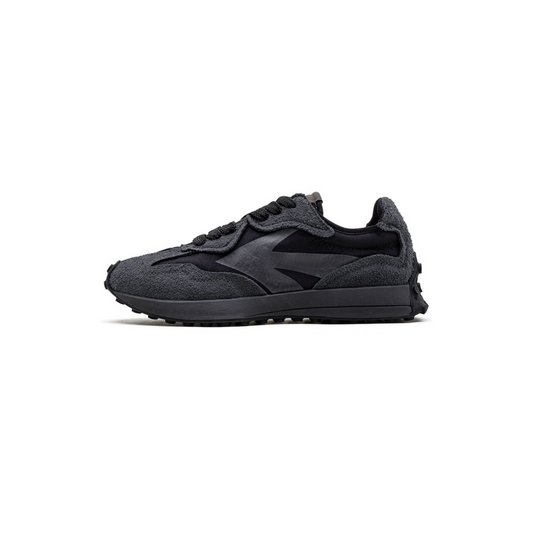 Black Suede Daily Sneaker with Cushioned Platform Sole