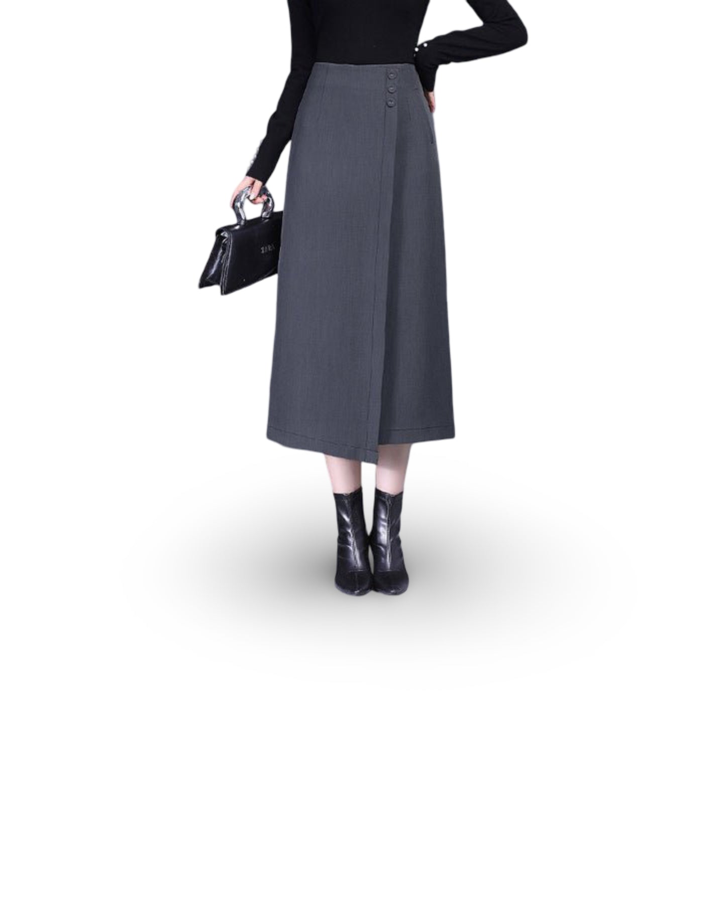 Draping Irregular Straight Women's Split Sheath Skirt