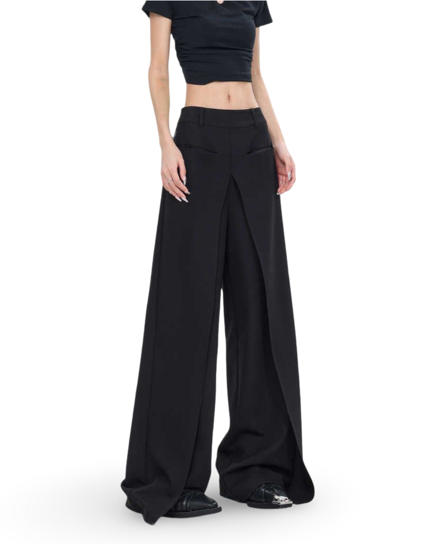 Black Straight Loose Casual Pants Women's Suit Pants