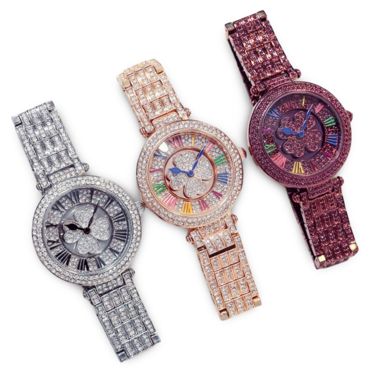 Four-leaf clover watch female student steel belt to run women's watch full diamond waterproof fashion Korean fashion fashion watch