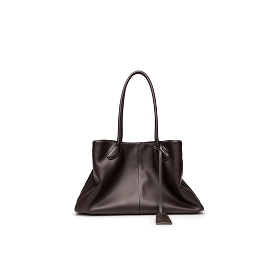 Soft-Structured Long-Handle Tote in First-Layer Cowhide