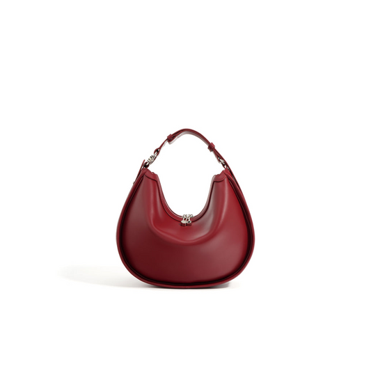 Structured Curve Shoulder Genuine Leather Bag