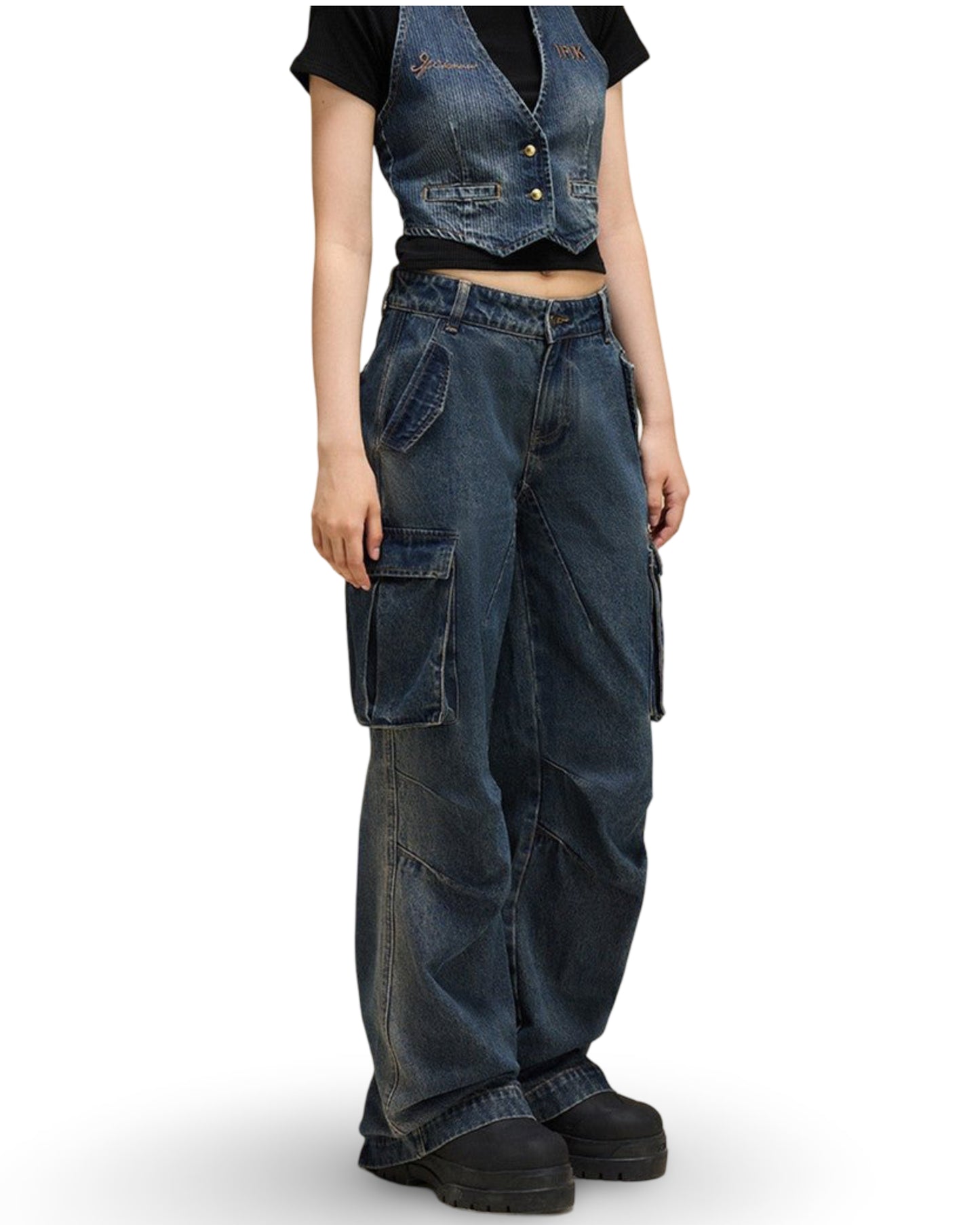 Heavy Industry Loose Wide-leg Denim Overalls