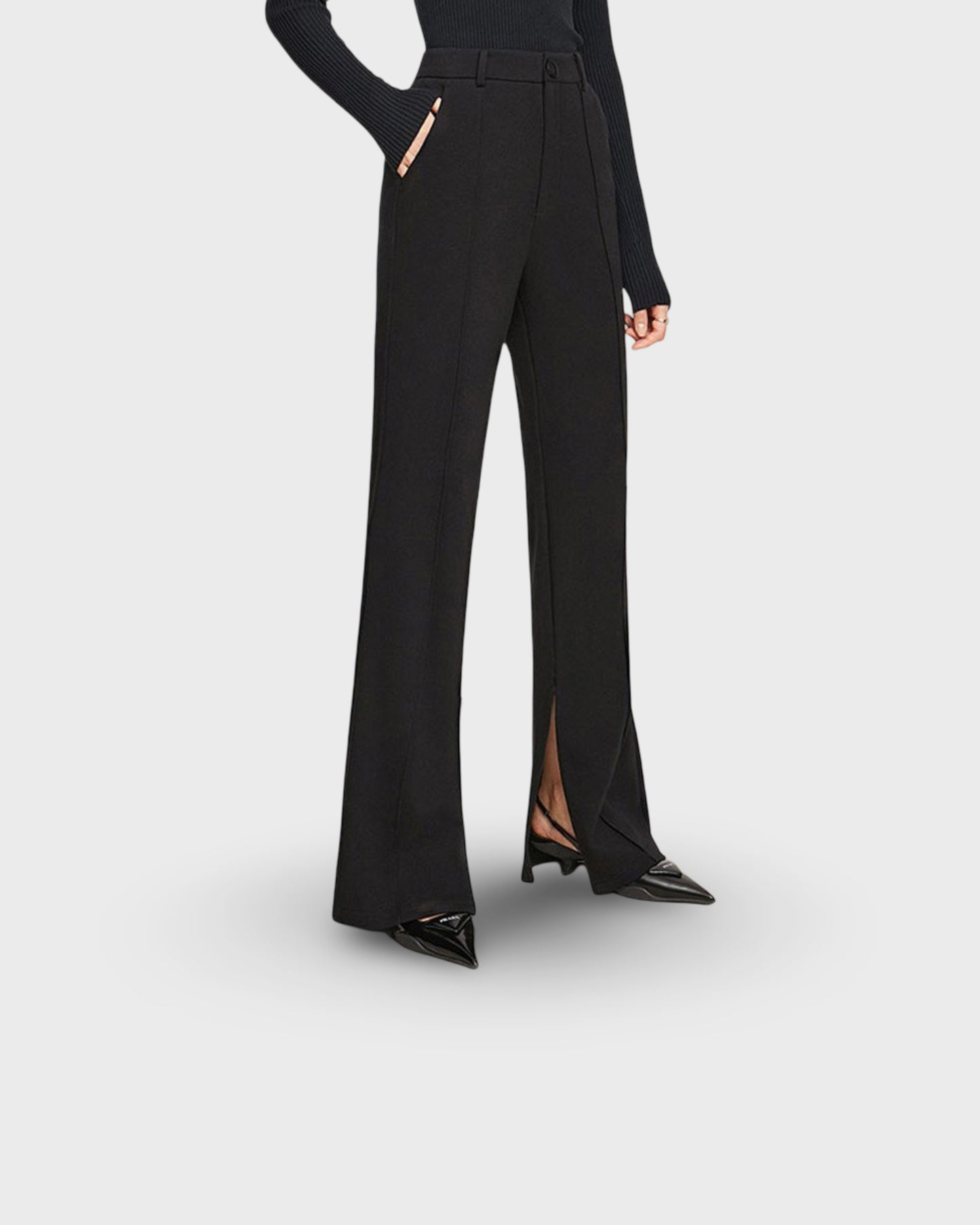 Ladies Fashion Slit High Waist Casual Pants