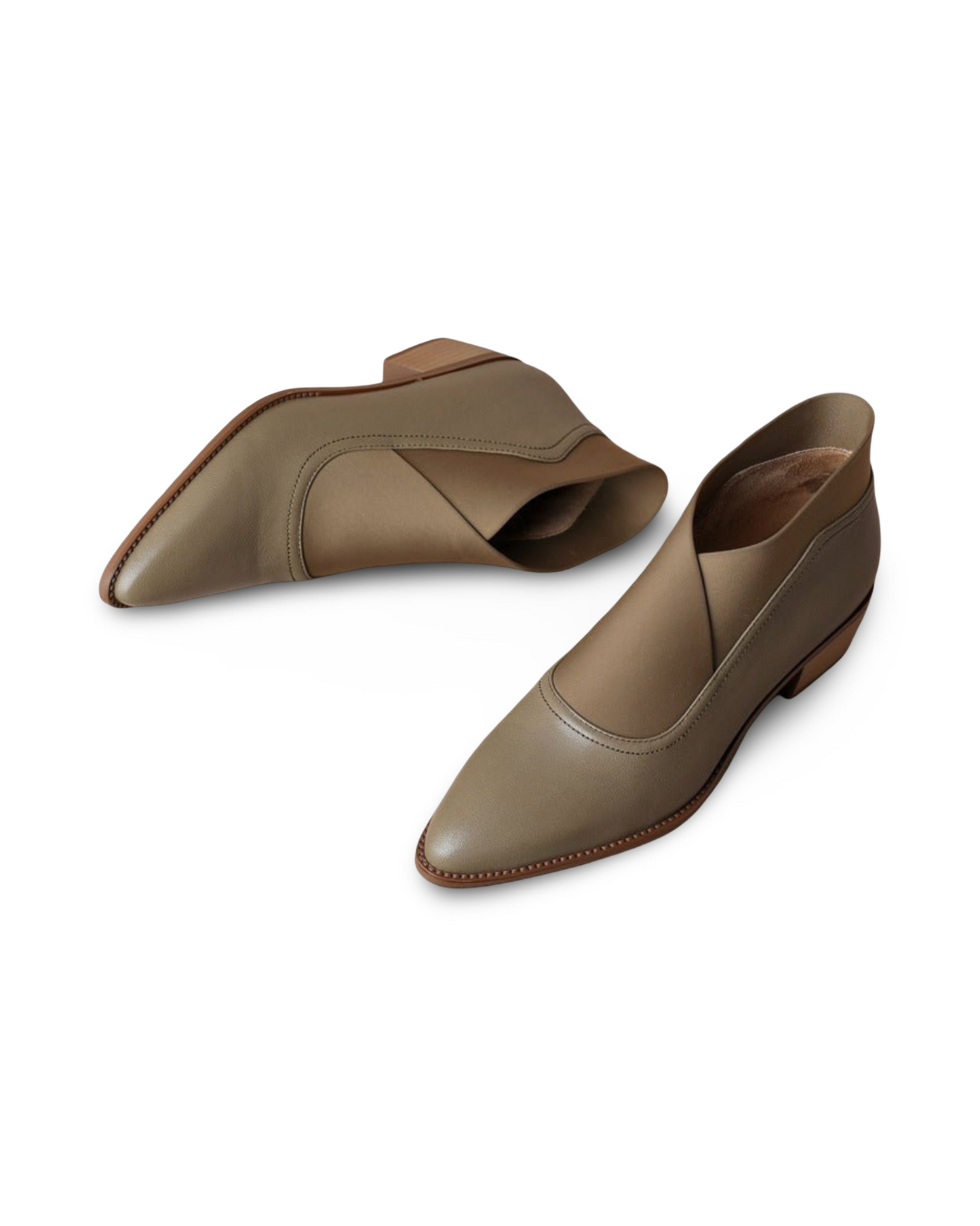 Retro Pointed Toe Chunky Heel Booties