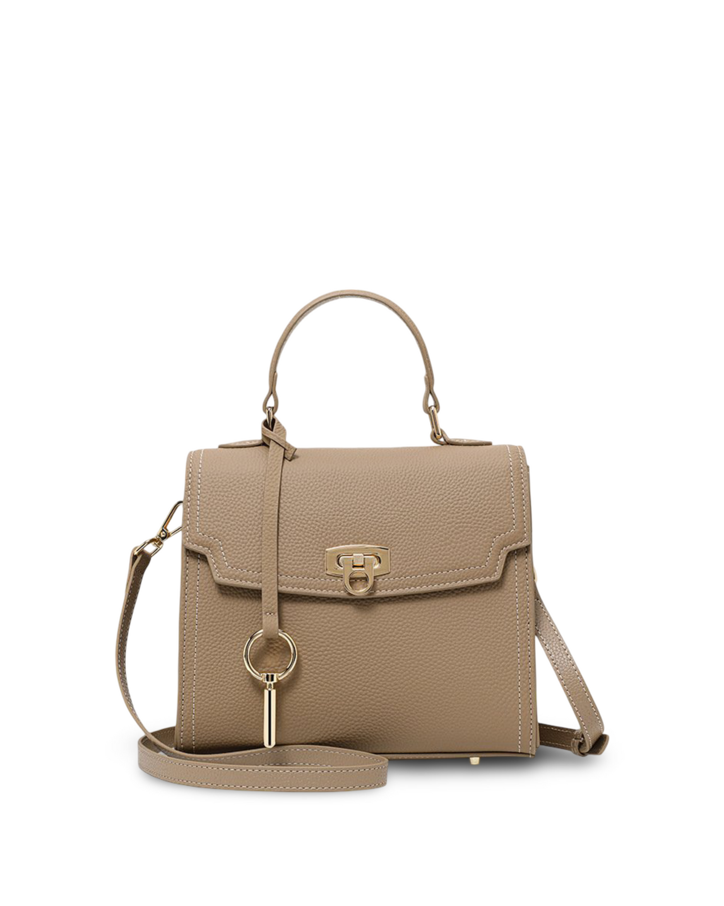 Fashion Litchi Pattern Lock Vintage Handbag