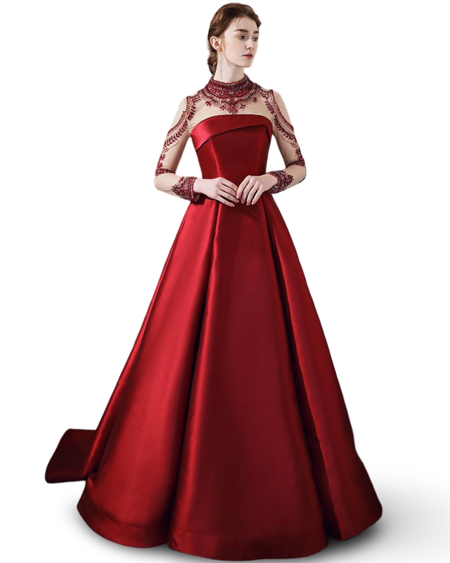 Wine Red Satin Toast Clothing With A High-end Temperament