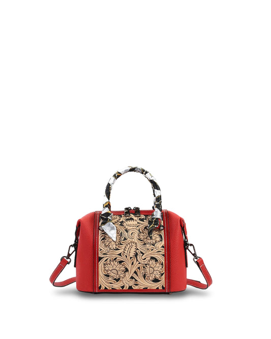 Leather Carving Stylish Textured Vintage First Layer Cowhide Portable Messenger Bag