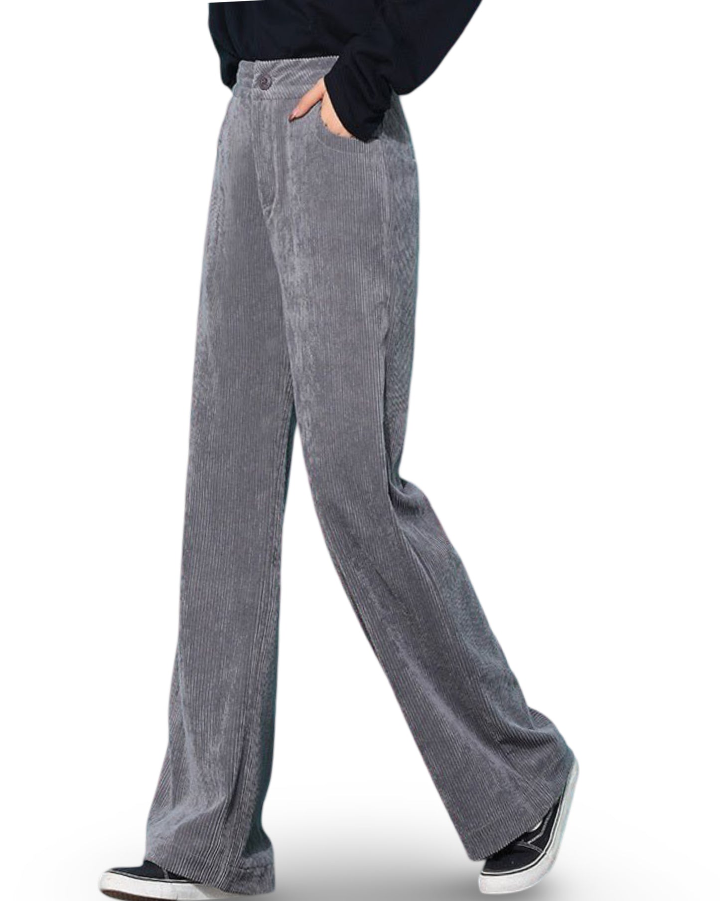 Loose Casual Corduroy High Waist Wide Leg Pants