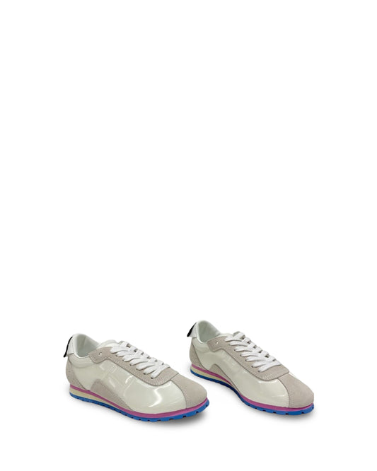 Leather White Women's Flat Sports And Leisure
