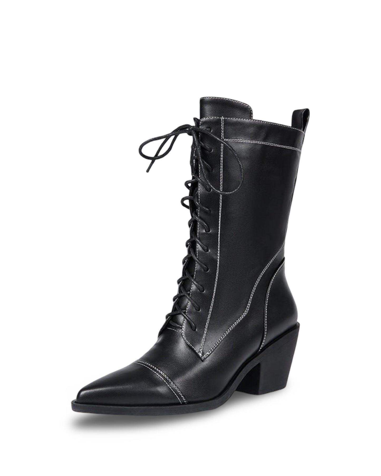 Chunky Heel Waterproof Platform Thick Bottom Fleece-lined High Heel Lace-up Martin Boots