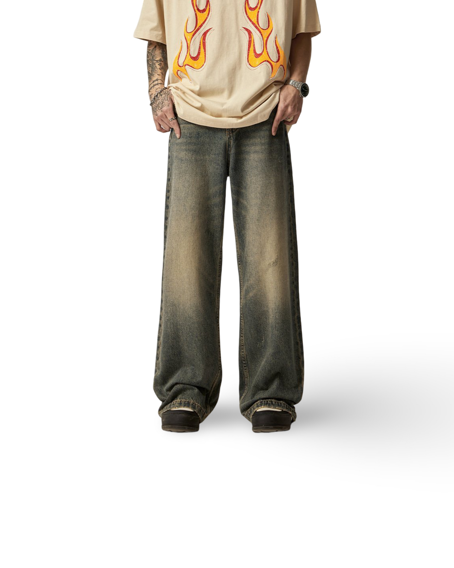 Straight Loose-fitting Wide-leg Trousers