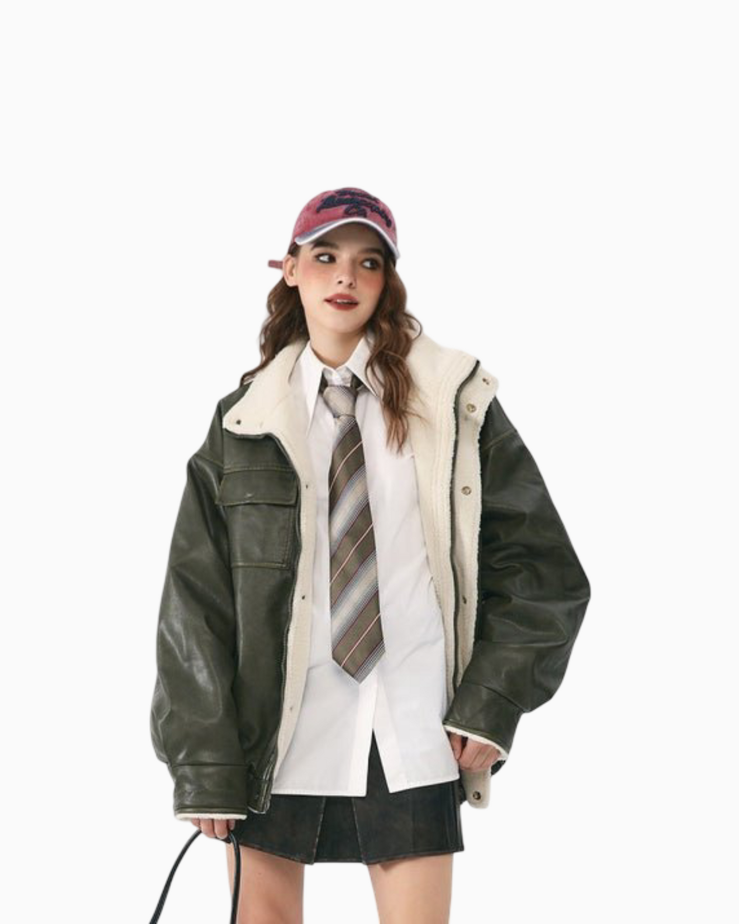 Winter PU Leather Coat Cotton-padded Coat Stand Collar Coat Thickened Lamb Wool