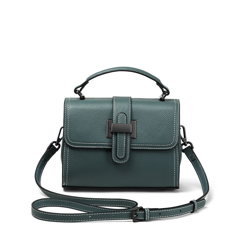 Structured Top-Handle Bag in Two-Layer Cowhide Leather
