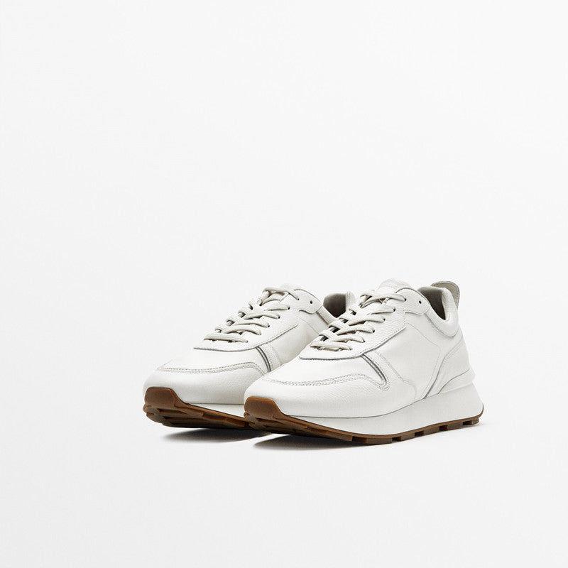Clean Leather Daily Sneaker with Cushioned Midsole and Rubber Grip Base