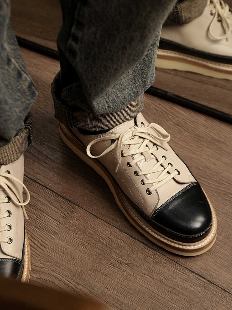 Vintage Vintage Handmade Board Shoes Genuine Leather Platform Casual Shoes