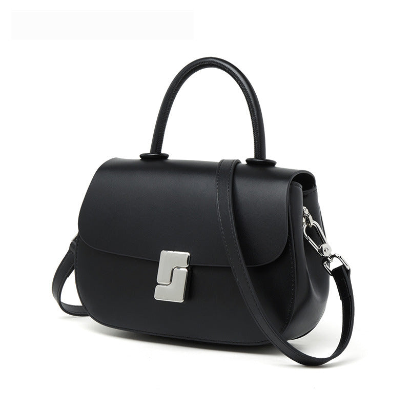 Two-Tone Structured Cowhide Top-Handle Bag