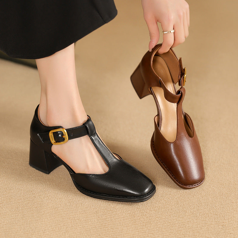 Mid-Heel Occasion Shoe – Two-Layer Cowhide with Sheepskin Lining