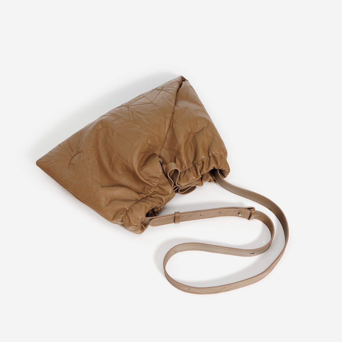 Soft-Structured Leather Pouch Bag