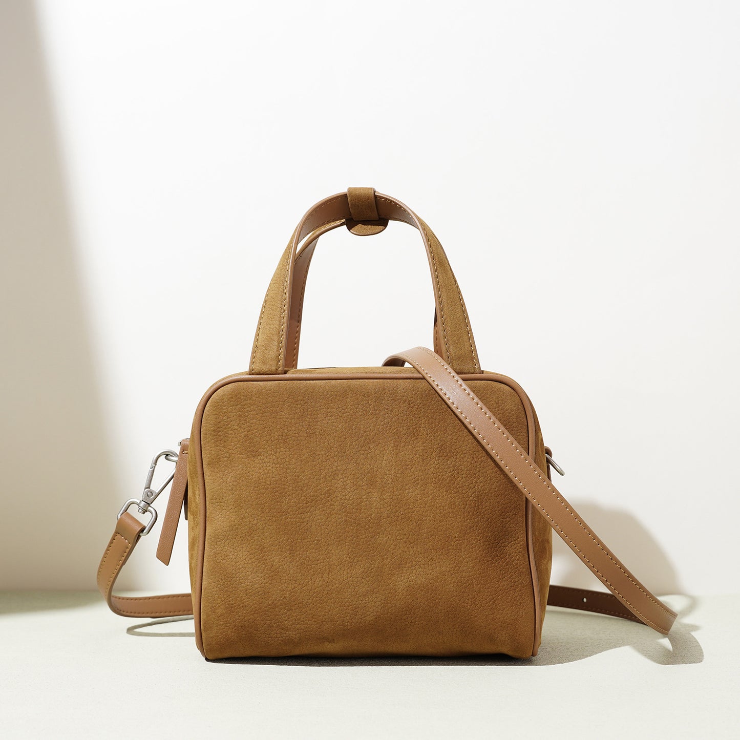 Matte Structure Mini Bag in First-Layer Cowhide —