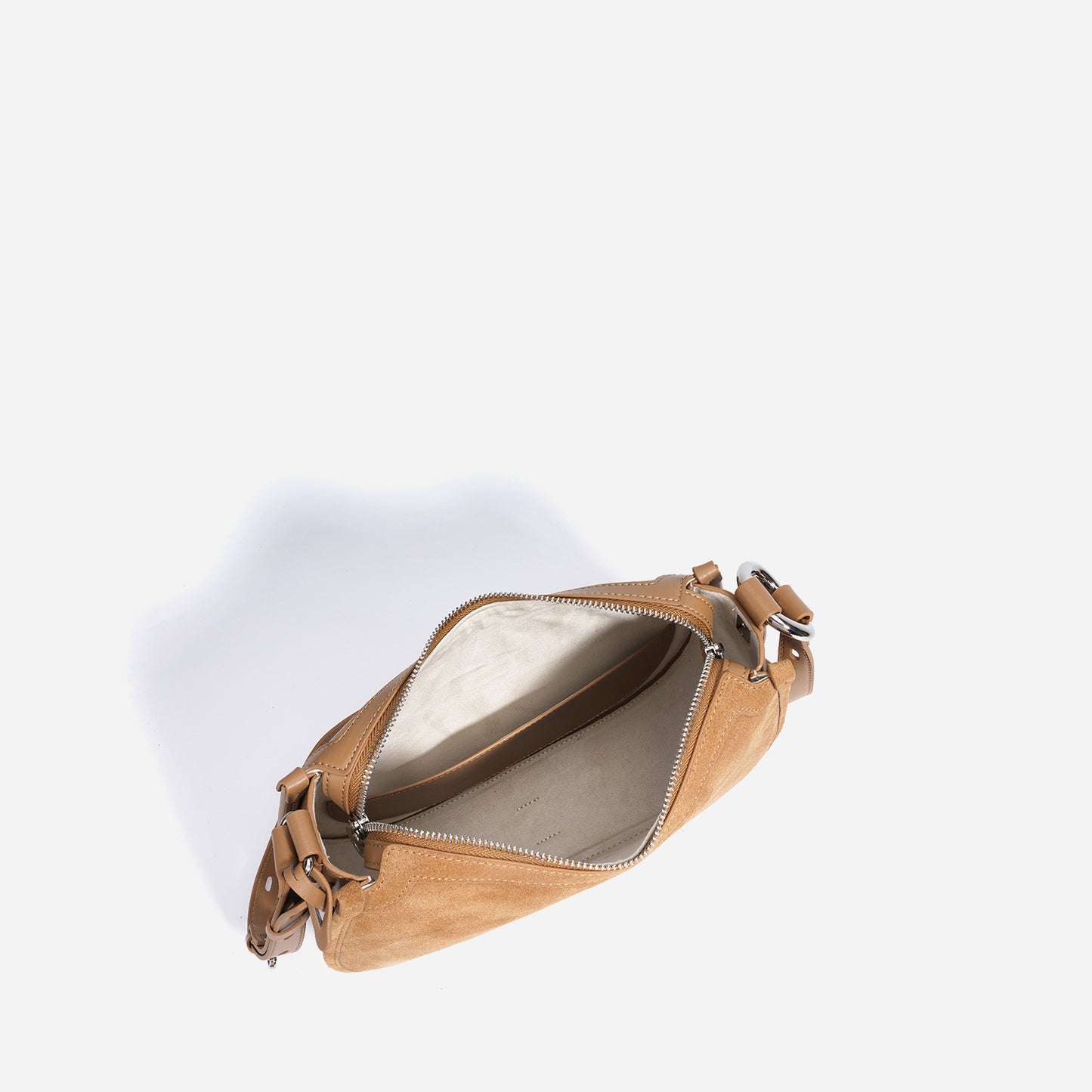 Soft Crescent Shoulder Bag in Two-Layer Cowhide