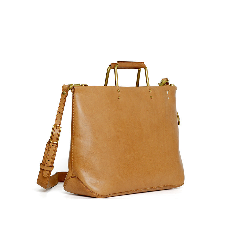 First-Layer Cowhide Structured Carry Tote