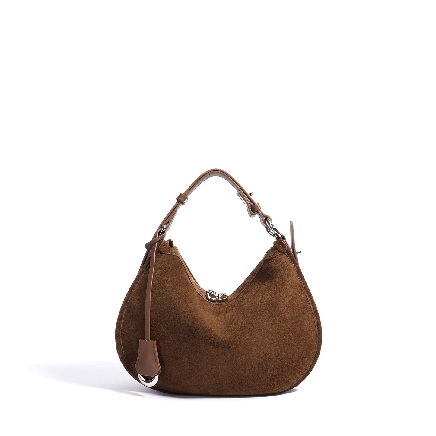 Soft Crescent Shoulder Bag in Two-Layer Cowhide