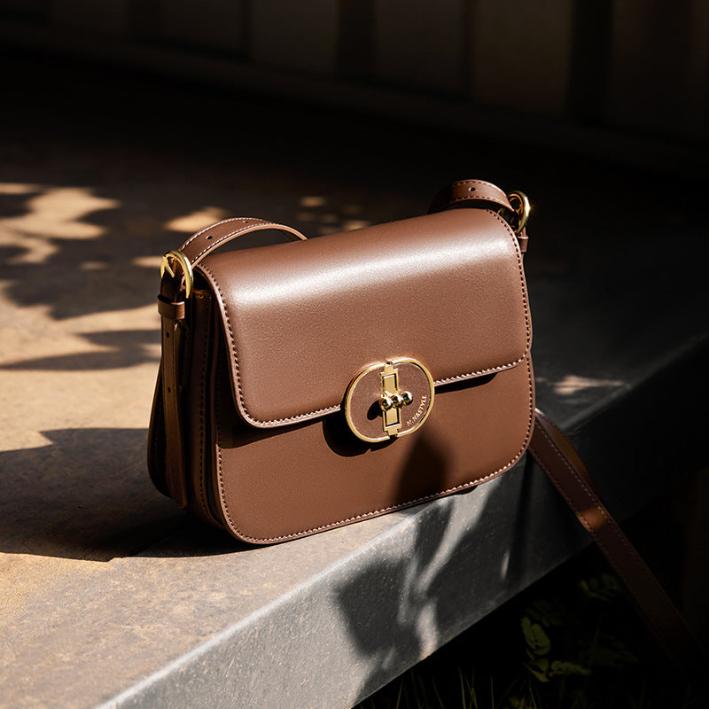 Structured Shoulder Bag — Two-Layer Cowhide Leather