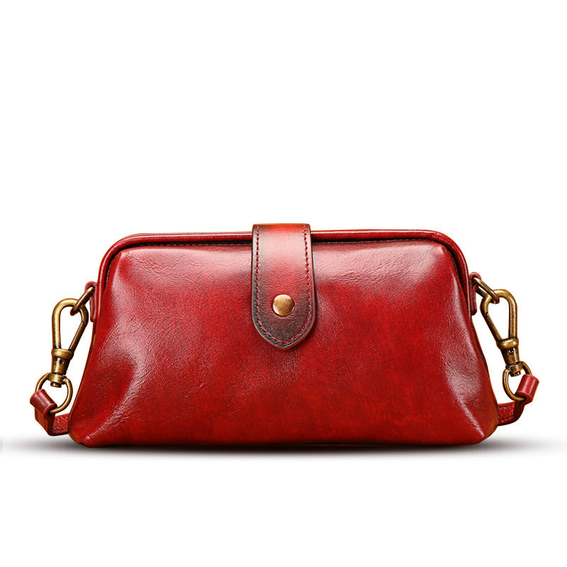 Handmade First-Layer Cowhide Compact Crossbody