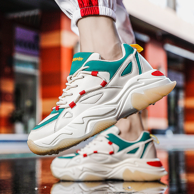 Layered Daily Sneaker – Leather & Suede with Sculpted Sole