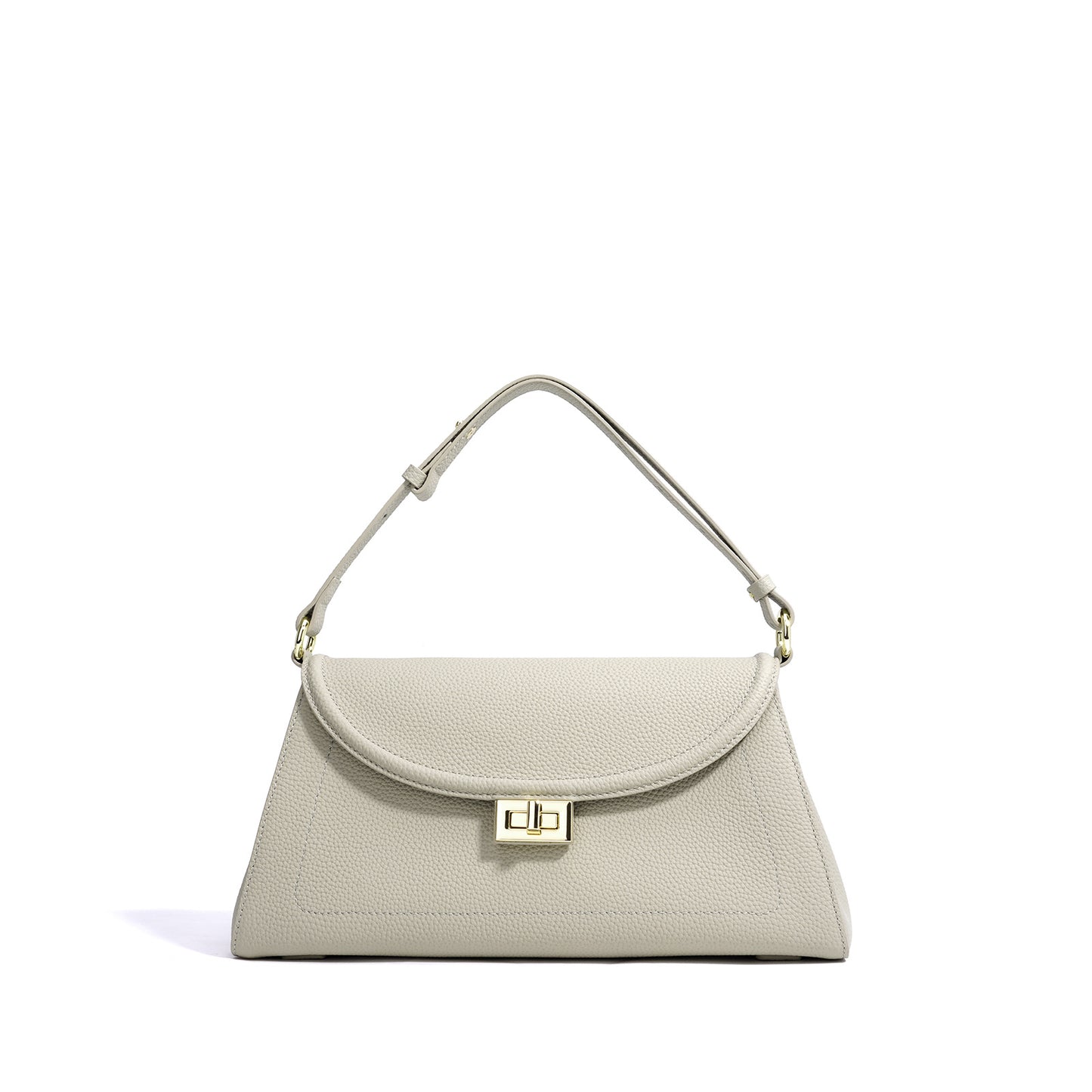 Structured Matte Shoulder Bag in First-Layer Cowhide —