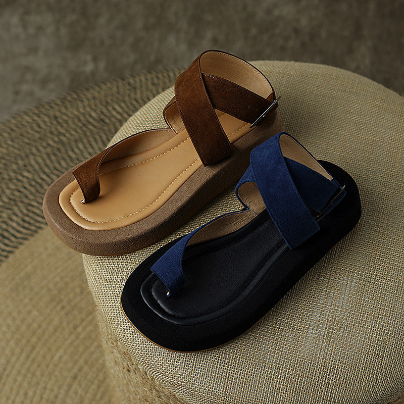Minimal Flat Sandal – Full-Grain Cowhide