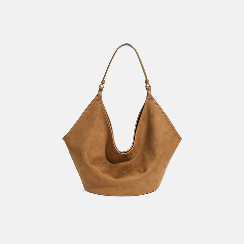 Soft-Form Suede Cowhide Hobo Bag Natural Drop Profile