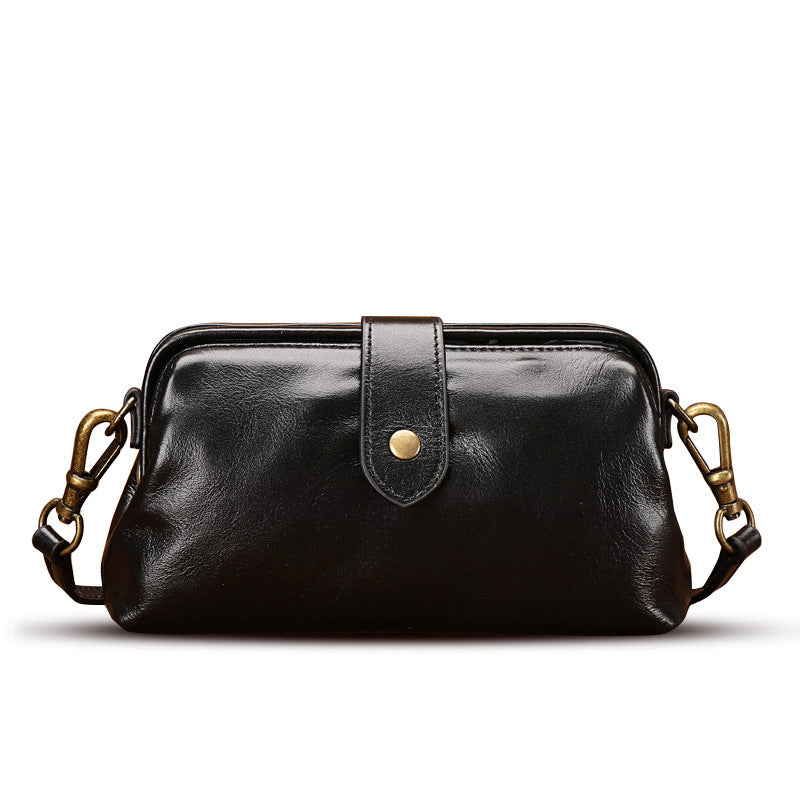 Handmade First-Layer Cowhide Compact Crossbody