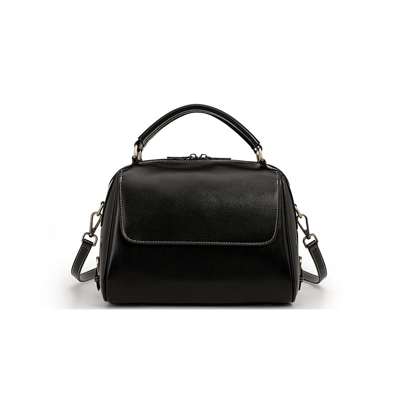 Structured Top-Handle Bag in First-Layer Cowhide Leather