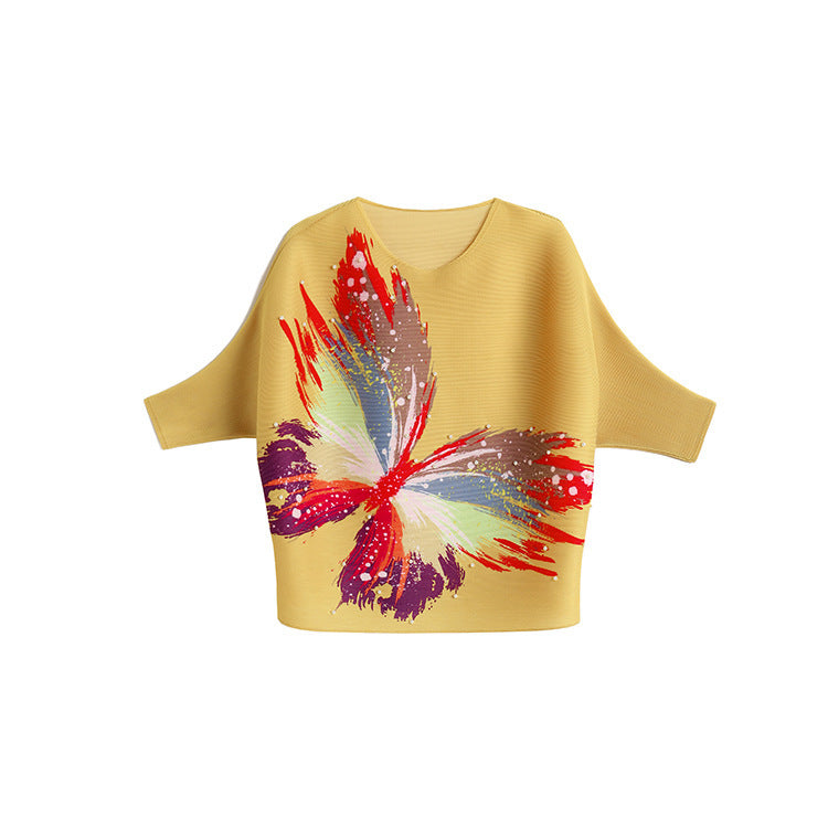 Women's  Butterfly Print Top Casual Loose T-Shirt