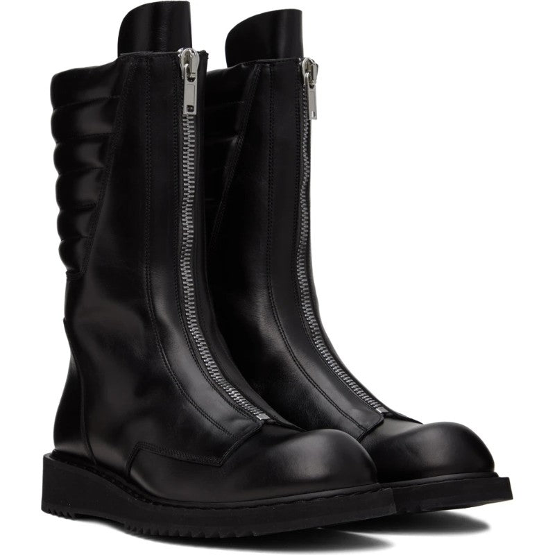 First-Layer Leather Structured Zip Boots