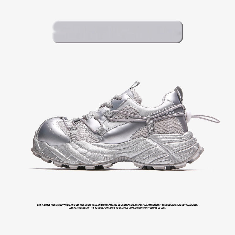 Technical Trail Sneaker – Dual-Layer Cowhide & Mesh Construction