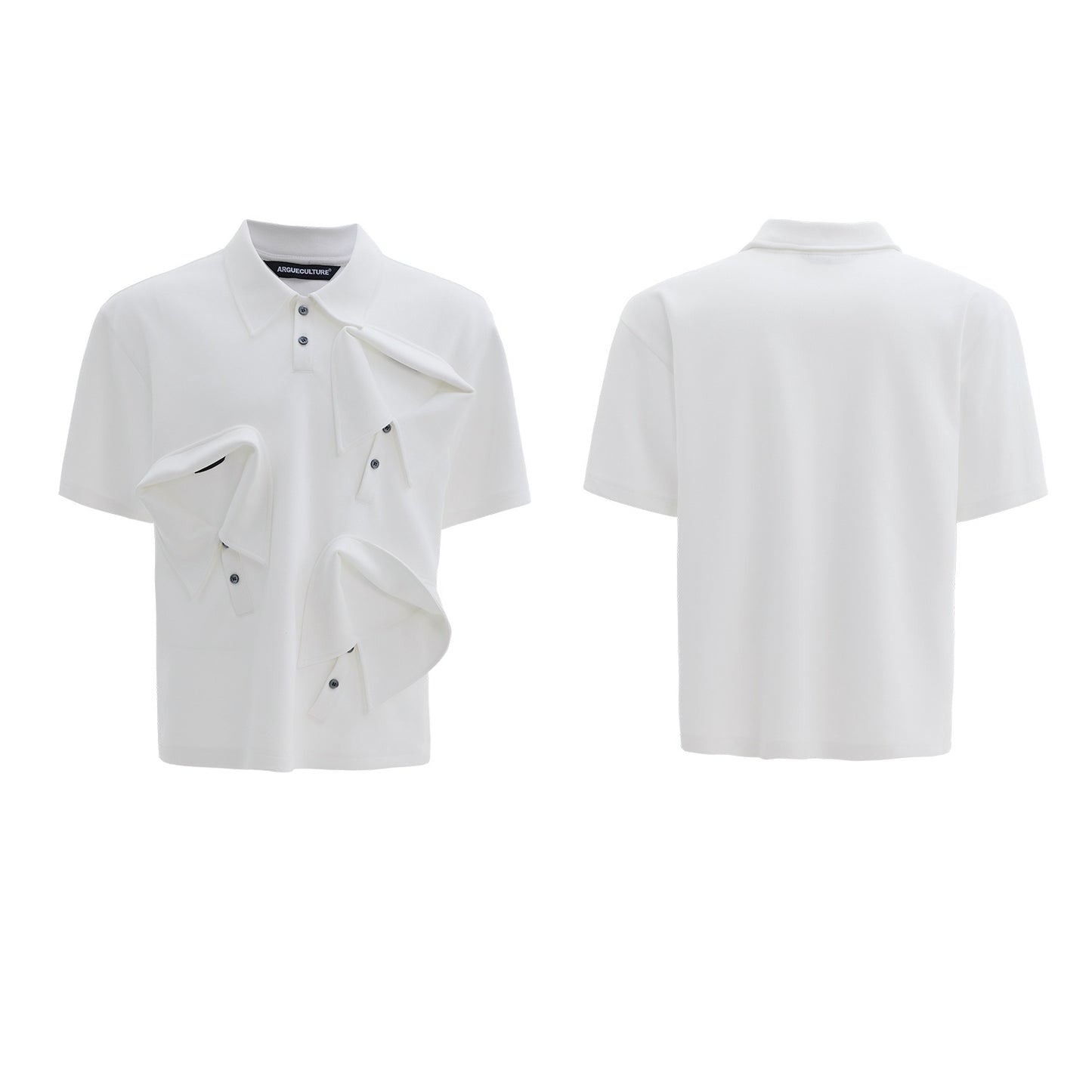 Multi-collar Deconstructed Design Polo Shirt Cotton Short Sleeve