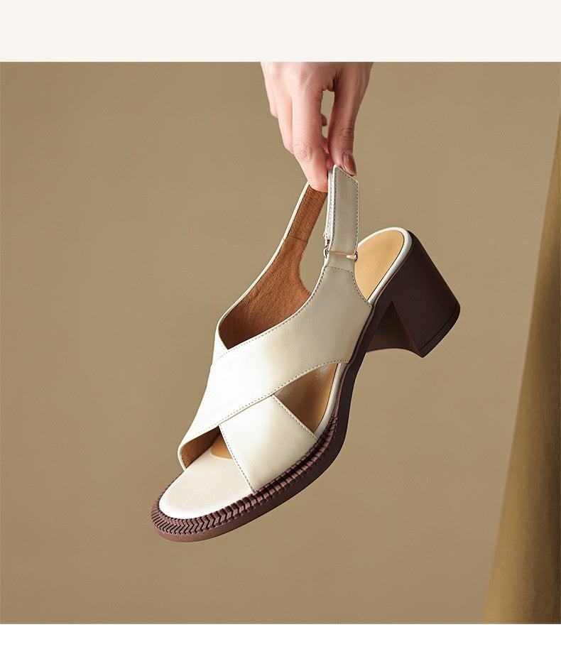 Soft-Structure Block Heel Sandal – Pigskin & Sheepskin