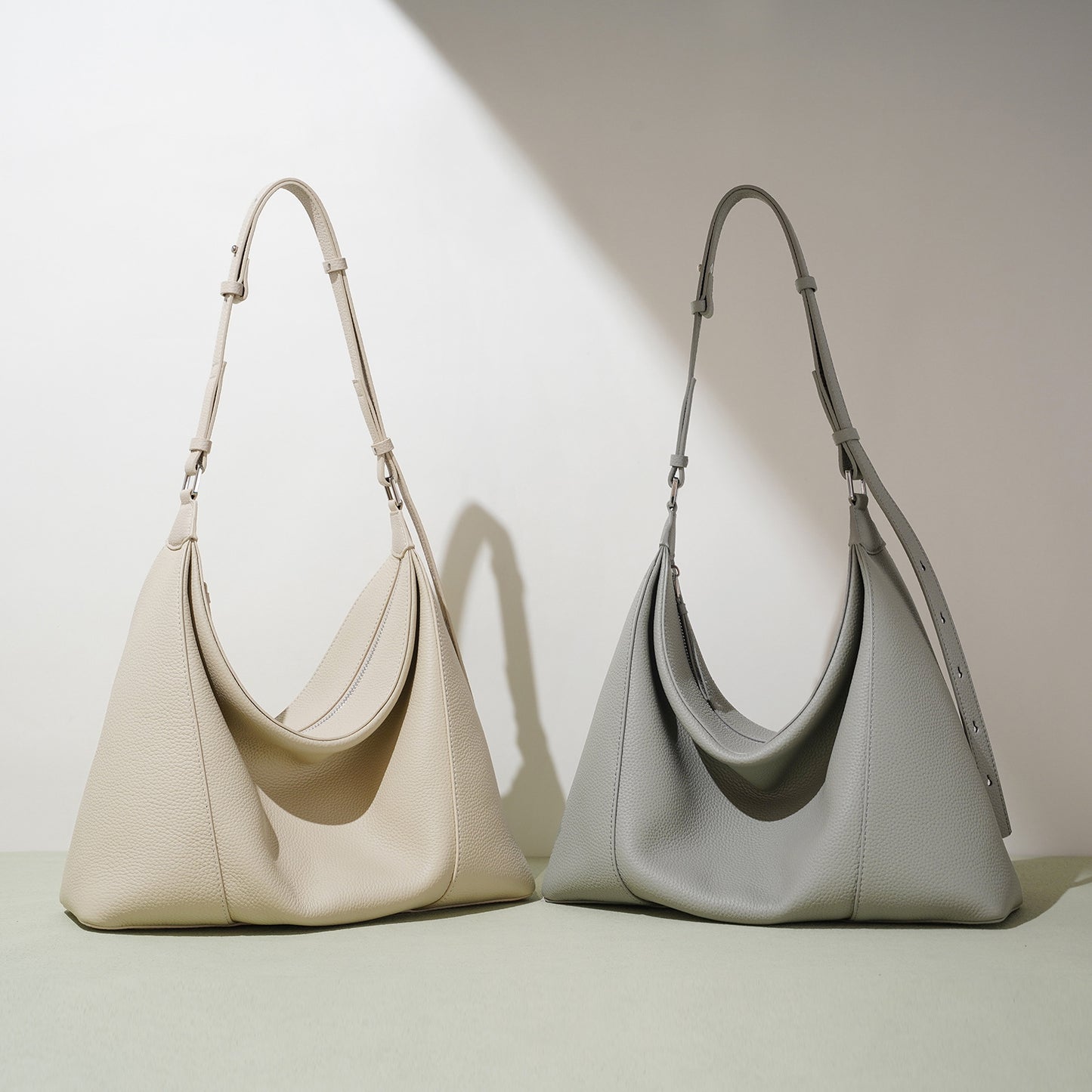 Draped Shoulder Bag in First-Layer Cowhide —