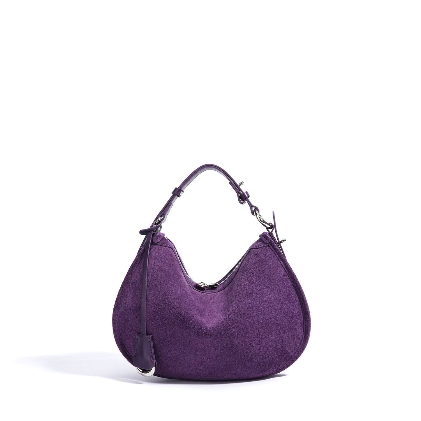 Soft Crescent Shoulder Bag in Two-Layer Cowhide