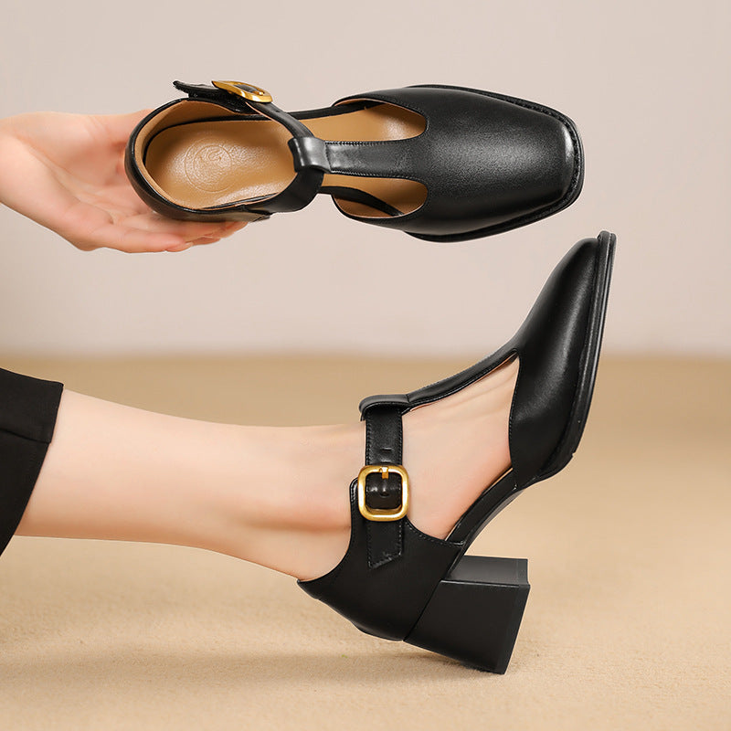 Mid-Heel Occasion Shoe – Two-Layer Cowhide with Sheepskin Lining